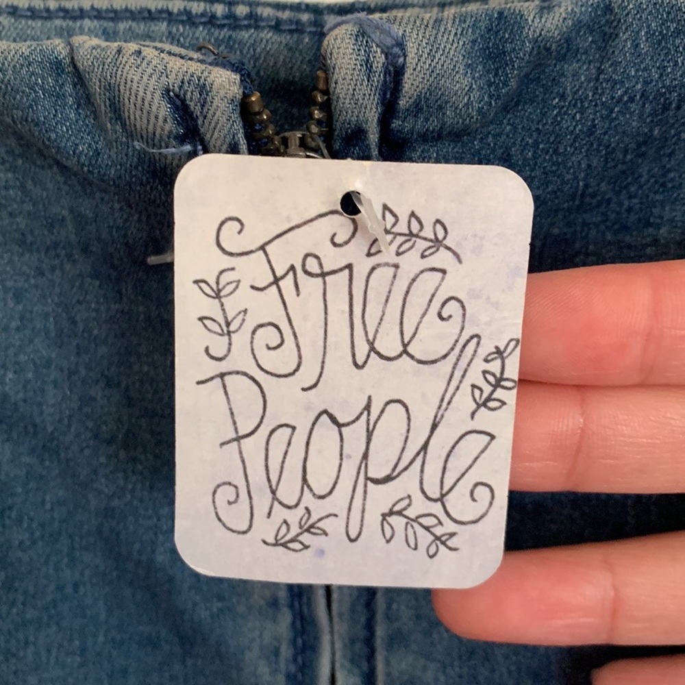Free People Modern Femme Denim Blue Jean Back Zip Casual Retro Y2K Mini Skirt - Picture 8 of 9